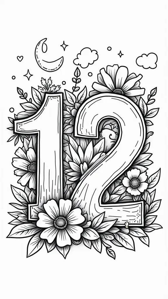 number 12 coloring page